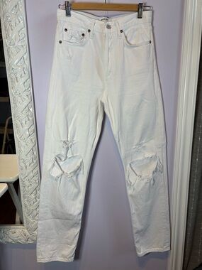Agolde High Rise 90s White Distressed Jeans Size 24